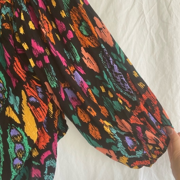 Christian Siriano Peasant Top Blouse Shirt Boho Geo Black Orange Plus Size 1X - Picture 11 of 14